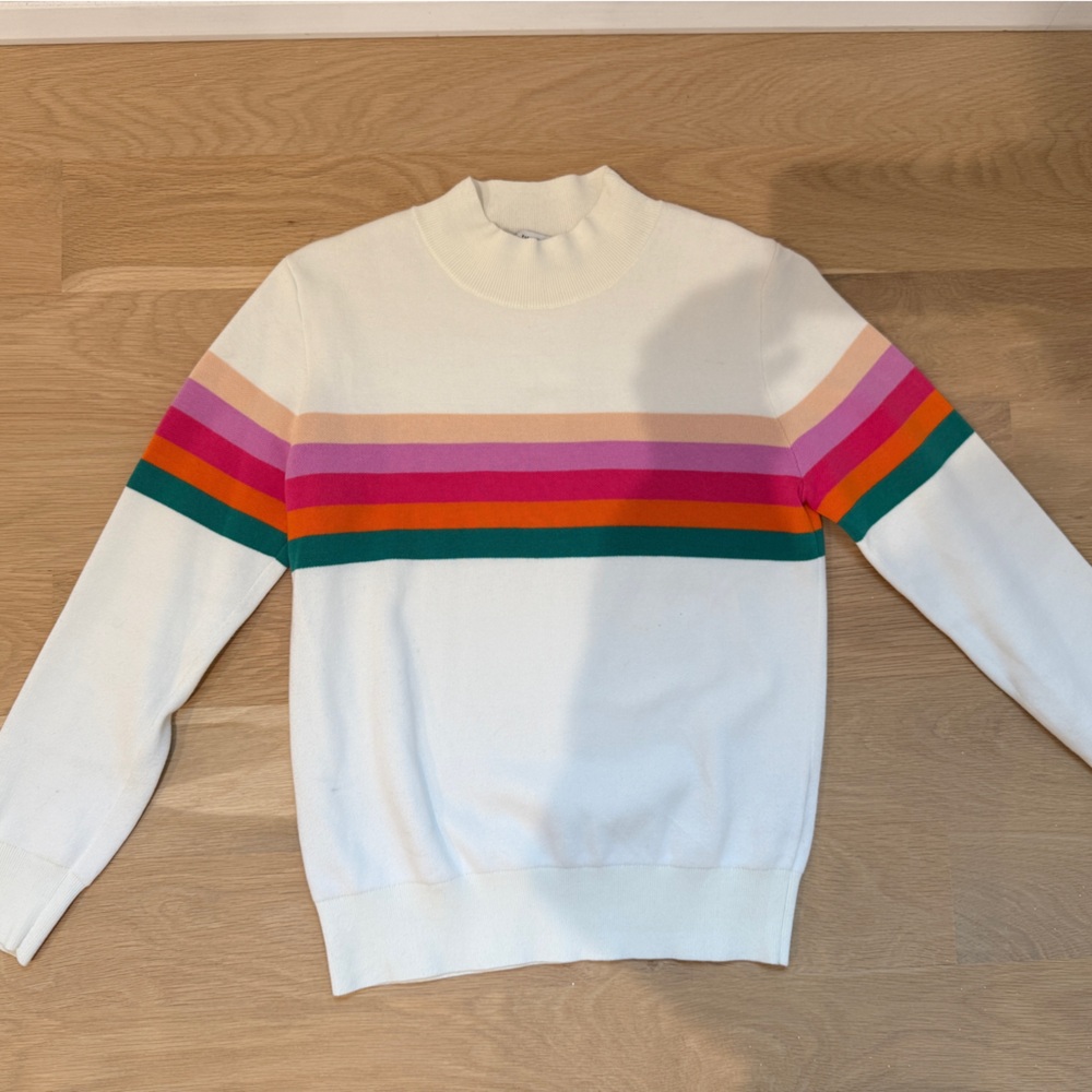 & Other Stories White Sweater with Colorful Stripes